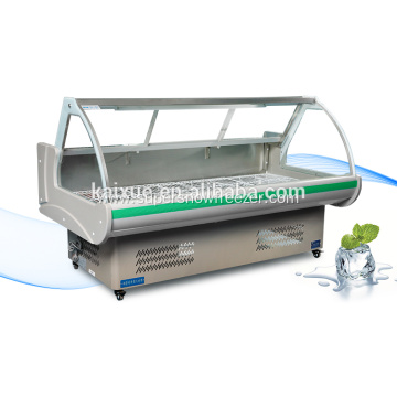 Supermarket Curved Glass Deli Butcher Chiller Showcase Price